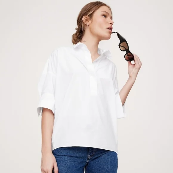 NWT Banana Republic Oversized White Popover Top - Picture 5 of 6